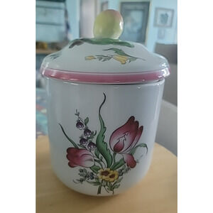 Spode Marlborough Sprays 7 3/8” Floral Medium Canister With Lid, England